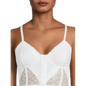 No Boundaries Juniors Lace & Dot Mesh Bustier